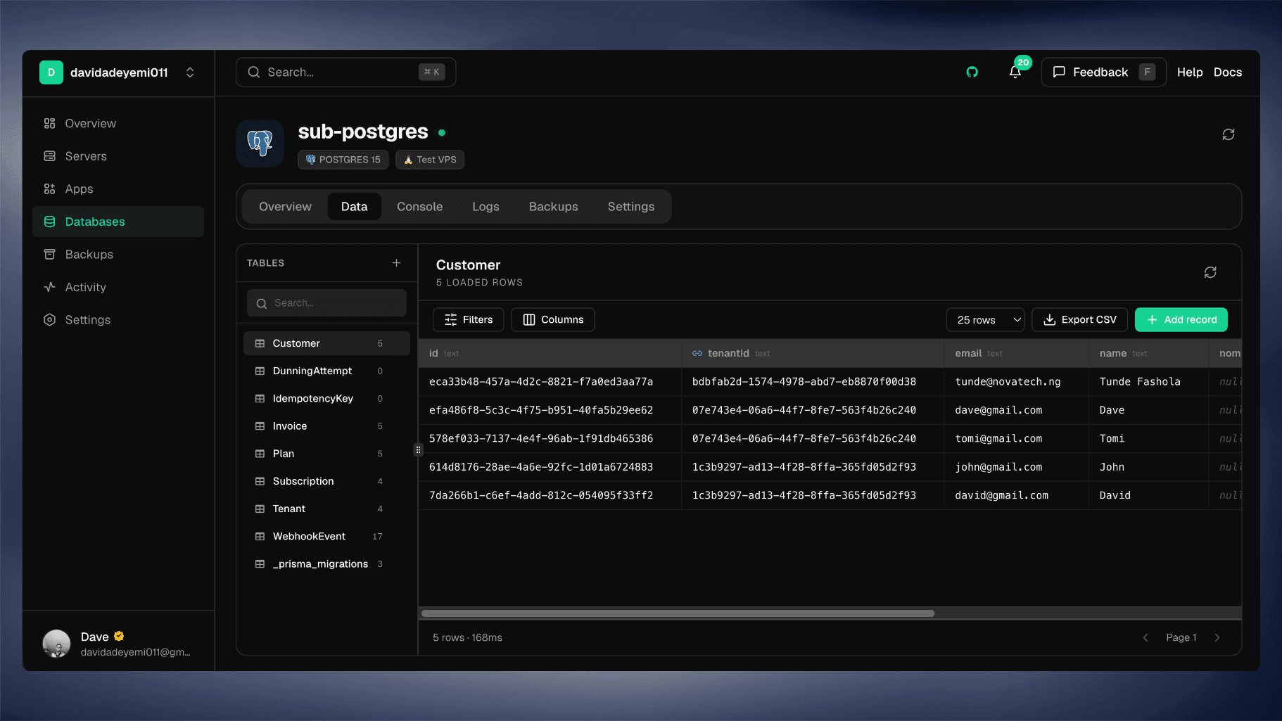 Symplax database viewer screenshot